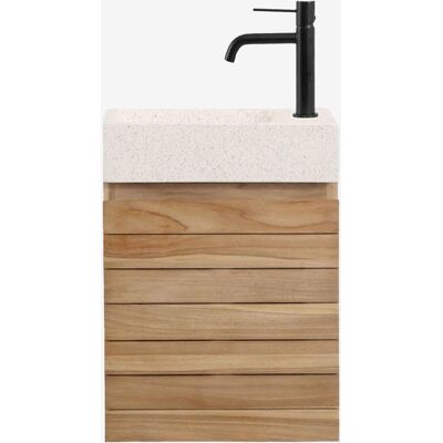 Sklum - Conjunto De Mueble De Baño En Madera De Teca Con Lavabo Integrado En Cemento Napier Sklum - Conjunto De Mueble De Baño En Madera De Teca Con Lavabo Integrado En Cemento Napier