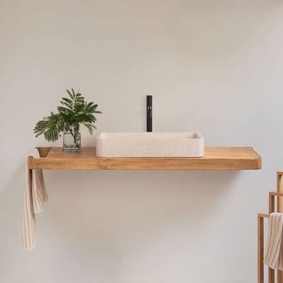 Conjunto De Mueble De Baño 130x45 Cm Suspendido En Madera De Teca Neill Sklum Conjunto De Mueble De Baño 130x45 Cm Suspendido En Madera De Teca Neill Sklum