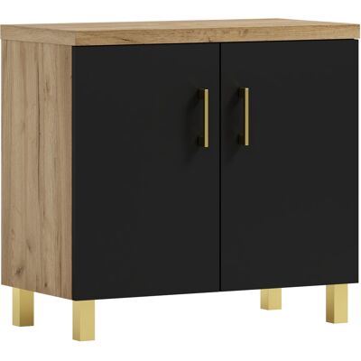 OEM Mueble Para Lavabo De Baño Roco 50 De Roble Artesanal Negro/dorado OEM Mueble Para Lavabo De Baño Roco 50 De Roble Artesanal Negro/dorado
