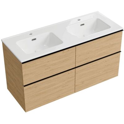 Bernstein - Muebles De Baño Suspendidos, Cuenca Blanca 4 Cajones - 5 Años Garantía - Mango Metal Cromado - 64x121x47cm - Roble - Lavoa Blanco Brillante, Cromo, Roble Miel Oro Bernstein - Muebles De Baño Suspendidos, Cuenca Blanca 4 Cajones - 5 Años Garantía - Mango Metal Cromado - 64x121x47cm - Roble - Lavoa Blanco Brillante, Cromo, Roble Miel Oro