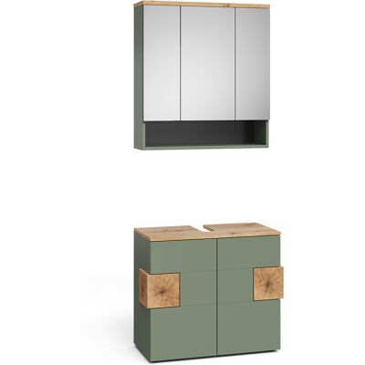 Conjunto De Muebles De Baño Eden, Verde/artesano, 2 Partes, Vicco Conjunto De Muebles De Baño Eden, Verde/artesano, 2 Partes, Vicco