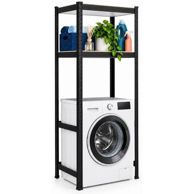 Relaxdays Estantería Para Lavadora, 150 X 70 X 40 Cm, 2 Baldas, 400 Kg, Acero, Mdf, Sistema Encajable, Negra Relaxdays Estantería Para Lavadora, 150 X 70 X 40 Cm, 2 Baldas, 400 Kg, Acero, Mdf, Sistema Encajable, Negra