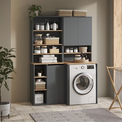 Conjunto De Muebles De Baño Viktor, Antracita/roble Dorado, 4 Piezas, Vicco Conjunto De Muebles De Baño Viktor, Antracita/roble Dorado, 4 Piezas, Vicco