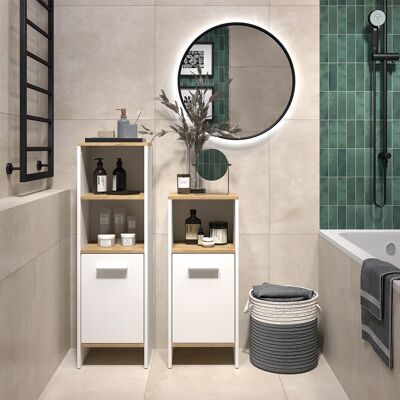 Conjunto De Muebles De Baño Karli, Roble Blanco/dorado, 2 Partes, Vicco Conjunto De Muebles De Baño Karli, Roble Blanco/dorado, 2 Partes, Vicco