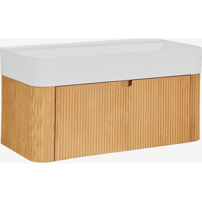 Conjunto De Mueble De Baño Suspendido 80x40 Cm En Madera Con Lavabo Integrado Saioa Sklum Conjunto De Mueble De Baño Suspendido 80x40 Cm En Madera Con Lavabo Integrado Saioa Sklum