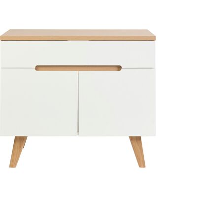 MILIBOO Mueble De Baño Blanco Lacado Brillante Y Madera Clara L90 Cm Melka MILIBOO Mueble De Baño Blanco Lacado Brillante Y Madera Clara L90 Cm Melka