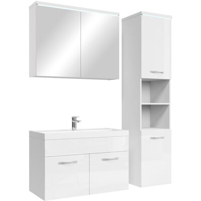 Conjunto de baño BADPLAATS Paso 80cm - Blanco Brillante, Iluminación LED, Autoensamblaje Conjunto de baño BADPLAATS Paso 80cm - Blanco Brillante, Iluminación LED, Autoensamblaje