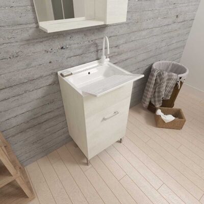 KIAMAMI VALENTINA Mueble Lavadero 45x50 Esencia Roble Blanco Con Tabla Lavaplatos Práctico KIAMAMI VALENTINA Mueble Lavadero 45x50 Esencia Roble Blanco Con Tabla Lavaplatos Práctico