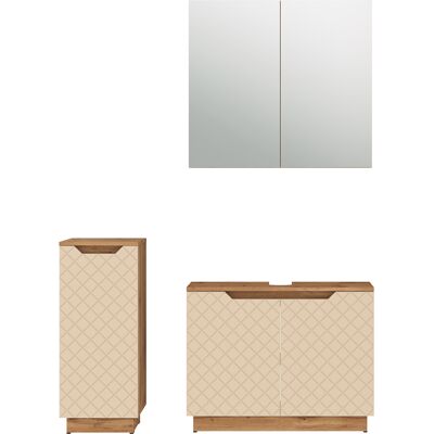 Conjunto De Muebles De Baño De 3 Piezas Lotta, Roble/cachemira Con Estructura De Azulejos, 3 Partes, Vicco Conjunto De Muebles De Baño De 3 Piezas Lotta, Roble/cachemira Con Estructura De Azulejos, 3 Partes, Vicco