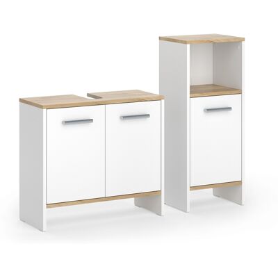 Conjunto De Muebles De Baño Karli, Roble Blanco/dorado, 2 Partes, Vicco Conjunto De Muebles De Baño Karli, Roble Blanco/dorado, 2 Partes, Vicco
