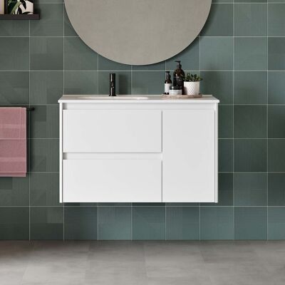Conjunto de Muebles de Baño Royo Alfa - 90cm, Blanco Brillo, Suspendido Conjunto de Muebles de Baño Royo Alfa - 90cm, Blanco Brillo, Suspendido