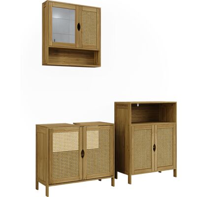 Conjunto De Muebles De Baño De 3 Piezas Liora, Bambú, 3 Partes, Vicco Conjunto De Muebles De Baño De 3 Piezas Liora, Bambú, 3 Partes, Vicco