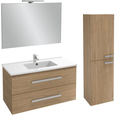 Jacob Delafon - Conjunto de baño Roble con lavabo, columna y espejo Jacob Delafon - Conjunto de baño Roble con lavabo, columna y espejo