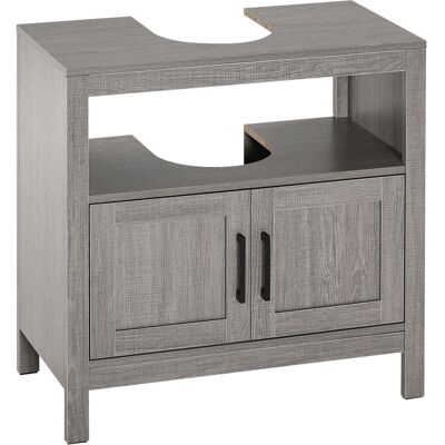 Mueble Para Debajo Del Lavabo Armario De Suelo Para Baño De Madera Con 2 Puertas Y Estante Abierto Estilo Moderno 60x30x60 Cm Gris - Kleankin Mueble Para Debajo Del Lavabo Armario De Suelo Para Baño De Madera Con 2 Puertas Y Estante Abierto Estilo Moderno 60x30x60 Cm Gris - Kleankin