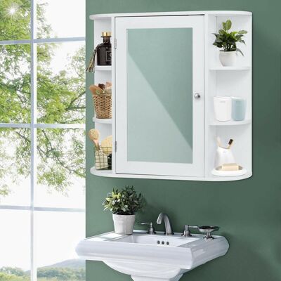 Armario Con Espejo De Baño De Pared Baño Estante Mueble De Almacenamiento Blanco - Costway Armario Con Espejo De Baño De Pared Baño Estante Mueble De Almacenamiento Blanco - Costway