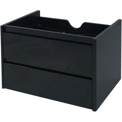 DÉCOSHOP26 Ueble Bajo Lavabo Suspendido Negro Brillante Con 2 Cajones Soft-close 60 Cm 04001053 DÉCOSHOP26 Ueble Bajo Lavabo Suspendido Negro Brillante Con 2 Cajones Soft-close 60 Cm 04001053
