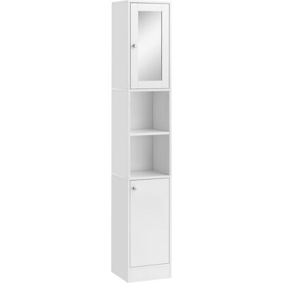 OEM Armario Alto Para Baño Con Espejo Mueble Columna De Baño Madera Con 2 Estantes Abiertos 2 Puertas Y Baldas Interiores Ajustables 30x28x180 Cm Blanco OEM Armario Alto Para Baño Con Espejo Mueble Columna De Baño Madera Con 2 Estantes Abiertos 2 Puertas Y Baldas Interiores Ajustables 30x28x180 Cm Blanco