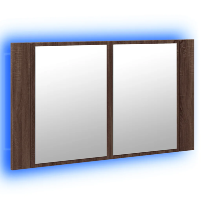 HELLOSHOP26 Armario De Baño Con Espejo E Iluminación Led 2 Estantes 80 X 12 X 45 Cm Madera De Roble Marrón 020049284 HELLOSHOP26 Armario De Baño Con Espejo E Iluminación Led 2 Estantes 80 X 12 X 45 Cm Madera De Roble Marrón 020049284