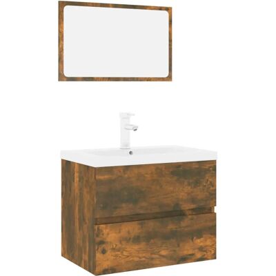HELLOSHOP26 Mueble De Baño Con Armario Y Espejo 60 X 38,5 X 45 Cm Diseño Moderno Madera De Ingeniería Acabado Roble Ahumado 020055336 HELLOSHOP26 Mueble De Baño Con Armario Y Espejo 60 X 38,5 X 45 Cm Diseño Moderno Madera De Ingeniería Acabado Roble Ahumado 020055336
