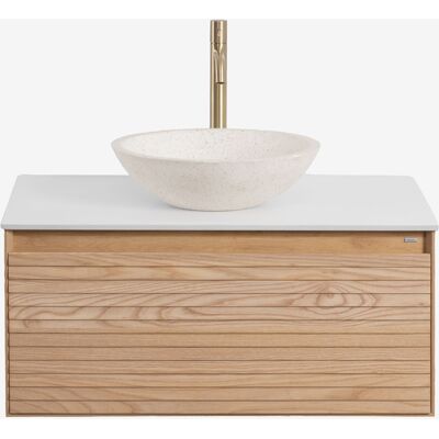 Conjunto De Mueble De Baño Suspendido 80x50 Cm En Madera De Fresno Tedrik Sklum Conjunto De Mueble De Baño Suspendido 80x50 Cm En Madera De Fresno Tedrik Sklum