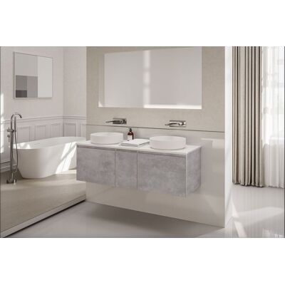 Bernstein - Mueble Lavabo Suspendido Mdf Hormigón, Lavabo Fundición Blanco Mate + 3 Cajones Izquierdos 150x45x52cm - Inalco 1500 Aspecto Concreto Bernstein - Mueble Lavabo Suspendido Mdf Hormigón, Lavabo Fundición Blanco Mate + 3 Cajones Izquierdos 150x45x52cm - Inalco 1500 Aspecto Concreto