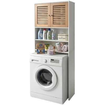 Relaxdays Mueble Sobre Lavadora, 4 Compartimentos, Para Lavadora/secadora/inodoro, 185.5 X 65 X 24 Cm, Blanco Relaxdays Mueble Sobre Lavadora, 4 Compartimentos, Para Lavadora/secadora/inodoro, 185.5 X 65 X 24 Cm, Blanco