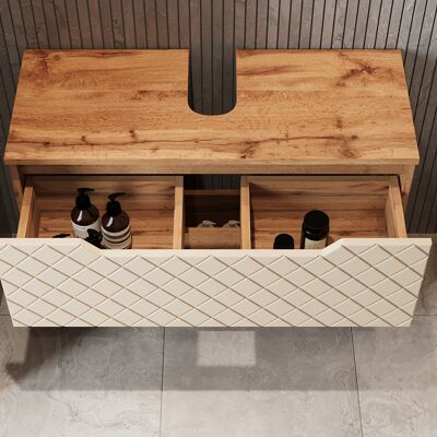 Mueble Bajo Lavabo Lotta, Roble/cachemira Con Estructura De Azulejos, 79.6 X 62.5 Cm Con 2 Cajones, Vicco Mueble Bajo Lavabo Lotta, Roble/cachemira Con Estructura De Azulejos, 79.6 X 62.5 Cm Con 2 Cajones, Vicco