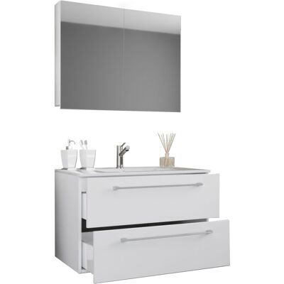 Conjunto de Muebles de Baño VCM Blanco - 3 Piezas con Lavabo y Espejo Conjunto de Muebles de Baño VCM Blanco - 3 Piezas con Lavabo y Espejo