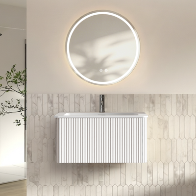 JHY DESIGN Conjunto De Muebles De Baño Con Espejo, Mueble De Lavabo De 80 Cm Con Mueble Bajo, Armario De Baño Suspendido, Premontado, Armario A Rayas Con Un Cajón, Blanco JHY DESIGN Conjunto De Muebles De Baño Con Espejo, Mueble De Lavabo De 80 Cm Con Mueble Bajo, Armario De Baño Suspendido, Premontado, Armario A Rayas Con Un Cajón, Blanco