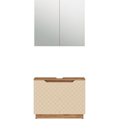 Conjunto De Muebles De Baño Lotta, Roble/cachemira Con Estructura De Azulejos, 2 Partes, Vicco Conjunto De Muebles De Baño Lotta, Roble/cachemira Con Estructura De Azulejos, 2 Partes, Vicco