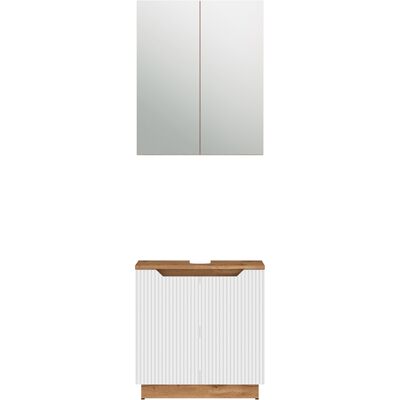 Conjunto De Muebles De Baño Lotta, Roble/rayas Blancas, 2 Partes, Vicco Conjunto De Muebles De Baño Lotta, Roble/rayas Blancas, 2 Partes, Vicco
