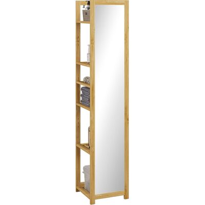 JHY DESIGN Mueble De Baño De Columna De Bambú De 6 Niveles Con Espejo, 6 Estantes, Color Natural, 35 Cm De Ancho X 35 Cm De Profundidad X 168 Cm De Alto. JHY DESIGN Mueble De Baño De Columna De Bambú De 6 Niveles Con Espejo, 6 Estantes, Color Natural, 35 Cm De Ancho X 35 Cm De Profundidad X 168 Cm De Alto.