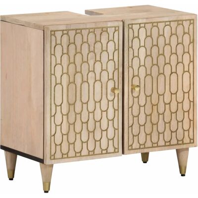 HELLOSHOP26 Mueble Bajo Lavabo Baño Espacio De Almacenamiento 62 X 33 X 58 Cm Madera Maciza De Mango 020047299 HELLOSHOP26 Mueble Bajo Lavabo Baño Espacio De Almacenamiento 62 X 33 X 58 Cm Madera Maciza De Mango 020047299