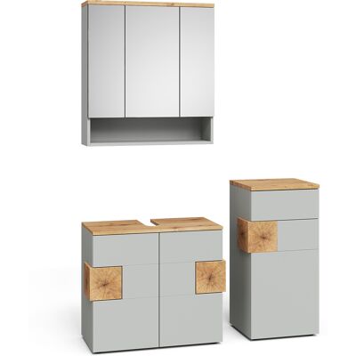 Conjunto De Muebles De Baño Eden, Gris, 3 Partes, Vicco Conjunto De Muebles De Baño Eden, Gris, 3 Partes, Vicco