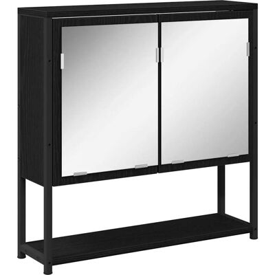 HELLOSHOP26 Armario De Pared Con Espejo Moderno Almacenamiento Práctico 60 X 16 X 60 Cm Madera Contrachapada Roble Negro 020051845 HELLOSHOP26 Armario De Pared Con Espejo Moderno Almacenamiento Práctico 60 X 16 X 60 Cm Madera Contrachapada Roble Negro 020051845