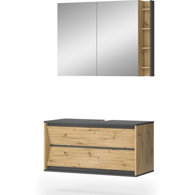 Conjunto De Muebles De Baño Edelin, Antracita/artisan, 2 Partes, Vicco Conjunto De Muebles De Baño Edelin, Antracita/artisan, 2 Partes, Vicco