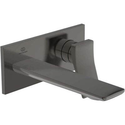 Mezclador de lavabo empotrado en pared - 180mm de proyección - Gris magnético - Roseta cuadrada - Kit 2 Mezclador de lavabo empotrado en pared - 180mm de proyección - Gris magnético - Roseta cuadrada - Kit 2