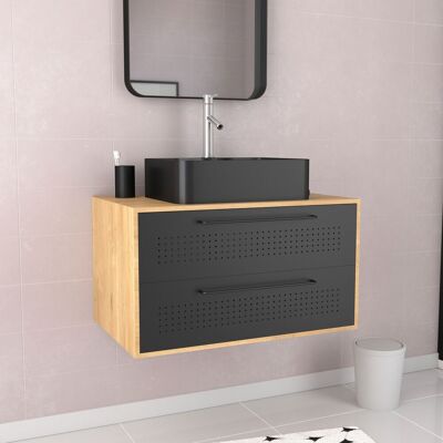 AURLANE Mueble De Baño 2 Cajones + Lavabo Rectangular - Uby 80cm AURLANE Mueble De Baño 2 Cajones + Lavabo Rectangular - Uby 80cm