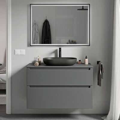 Vireo Mueble De Baño Mueble Bajo Lavabo 100cm Para Lavabo Sobre Encimera - Color Seleccionable:matt Anthracite, Antracita Mate - Bernstein Vireo Mueble De Baño Mueble Bajo Lavabo 100cm Para Lavabo Sobre Encimera - Color Seleccionable:matt Anthracite, Antracita Mate - Bernstein