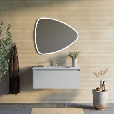 Mueble de baño blanco Monaco de Kiamami Valentina - Lavabo y espejo Mueble de baño blanco Monaco de Kiamami Valentina - Lavabo y espejo