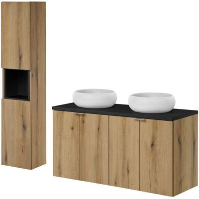 HELLOSHOP26 Conjunto De Muebles De Baño Almacenamiento 120 X 57 X 39 Cm Efecto Roble Negro 030009426 HELLOSHOP26 Conjunto De Muebles De Baño Almacenamiento 120 X 57 X 39 Cm Efecto Roble Negro 030009426