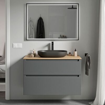 Vireo Mueble De Baño Mueble Bajo Lavabo 100cm Para Lavabo Sobre Encimera - Color Seleccionable:matt Anthracite, Eiche Honiggold - Bernstein Vireo Mueble De Baño Mueble Bajo Lavabo 100cm Para Lavabo Sobre Encimera - Color Seleccionable:matt Anthracite, Eiche Honiggold - Bernstein
