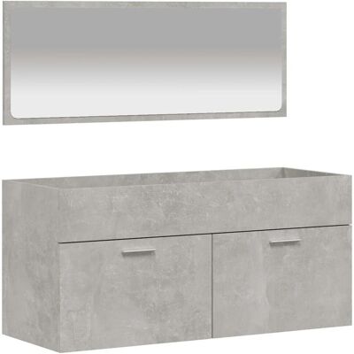 HELLOSHOP26 Armario De Pared Para Baño Con Espejo Gran Espacio De Almacenamiento 100 X 38,5 X 46 Cm Madera Contrachapada Gris Hormigón 020049280 HELLOSHOP26 Armario De Pared Para Baño Con Espejo Gran Espacio De Almacenamiento 100 X 38,5 X 46 Cm Madera Contrachapada Gris Hormigón 020049280