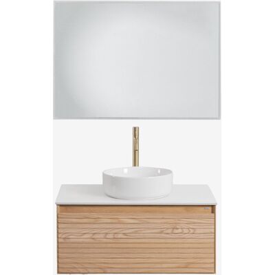 Conjunto De Mueble De Baño Suspendido 80x50 Cm En Madera De Fresno Tedrik Sklum Conjunto De Mueble De Baño Suspendido 80x50 Cm En Madera De Fresno Tedrik Sklum