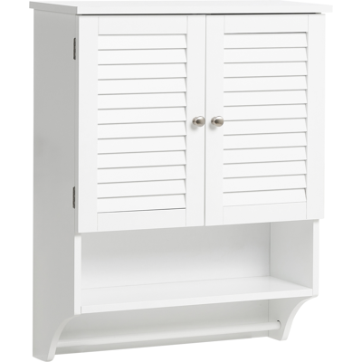 BELIANI Armario De Pared Para Baño Con Estantes Abiertos Y Toallero 60 X 22 Cm Blanco Senguer BELIANI Armario De Pared Para Baño Con Estantes Abiertos Y Toallero 60 X 22 Cm Blanco Senguer