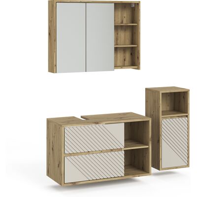 Conjunto De Muebles De Baño De 3 Piezas Viola, Roble Artesanal, 3 Partes, Vicco Conjunto De Muebles De Baño De 3 Piezas Viola, Roble Artesanal, 3 Partes, Vicco