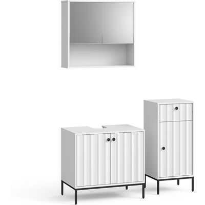Conjunto De Muebles De Baño De 3 Piezas Eliza, Ondulación Blanca, 3 Partes, Vicco Conjunto De Muebles De Baño De 3 Piezas Eliza, Ondulación Blanca, 3 Partes, Vicco