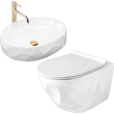 Rea Conjunto Inodoro Suspendido Gustavo Rimless + Lavabo Sobre Encimera Maya Rea Conjunto Inodoro Suspendido Gustavo Rimless + Lavabo Sobre Encimera Maya