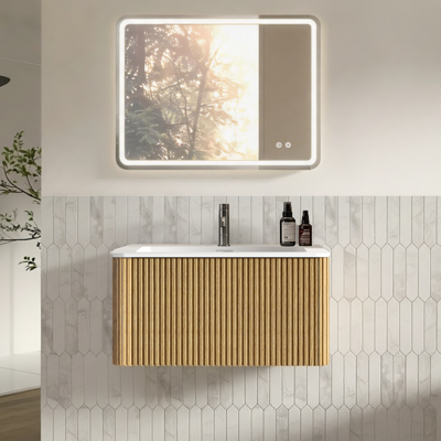 JHY DESIGN Conjunto De Muebles De Baño Con Espejo, Mueble De Lavabo De 80 Cm Con Armario Bajo, Armario De Baño Suspendido, Premontado, Acabado En Roble, Espejo Led De 60 X 80 Cm. JHY DESIGN Conjunto De Muebles De Baño Con Espejo, Mueble De Lavabo De 80 Cm Con Armario Bajo, Armario De Baño Suspendido, Premontado, Acabado En Roble, Espejo Led De 60 X 80 Cm.