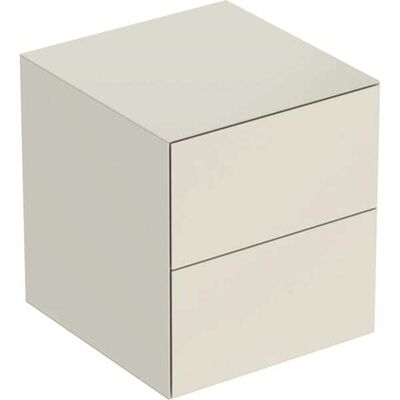 Armario Lateral Colgante GEBERIT - 2 Cajones - Gris Arena Lacado Brillante - Almacenamiento de Baño Armario Lateral Colgante GEBERIT - 2 Cajones - Gris Arena Lacado Brillante - Almacenamiento de Baño